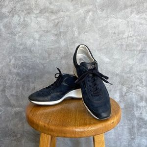 Size 8 TODS Ladies Leather & Suede Navy Wedge Sneakers